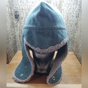 Fürst (Prince) German Youth Gray Trapper Hat 55 75/76 Snap Close Faux Fur